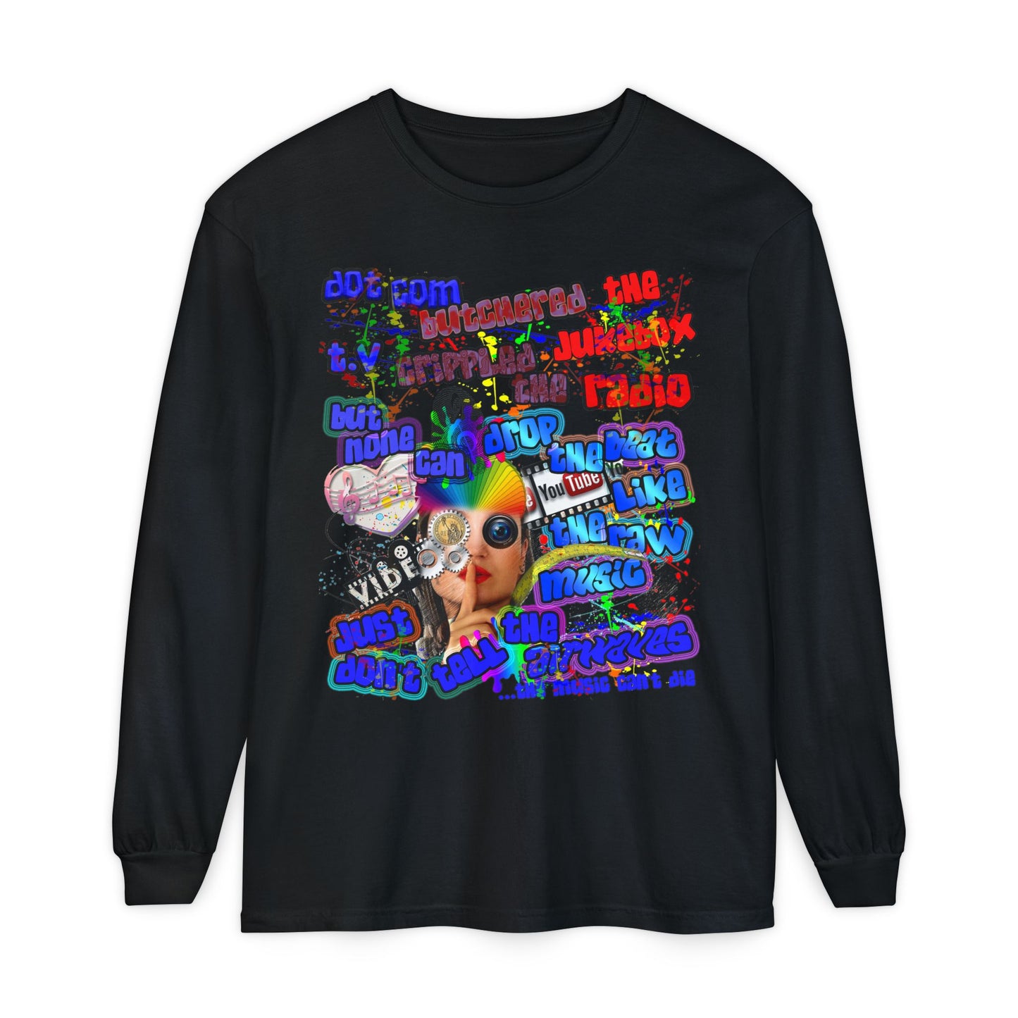 drop the beat - Unisex Garment-dyed Long Sleeve T-Shirt
