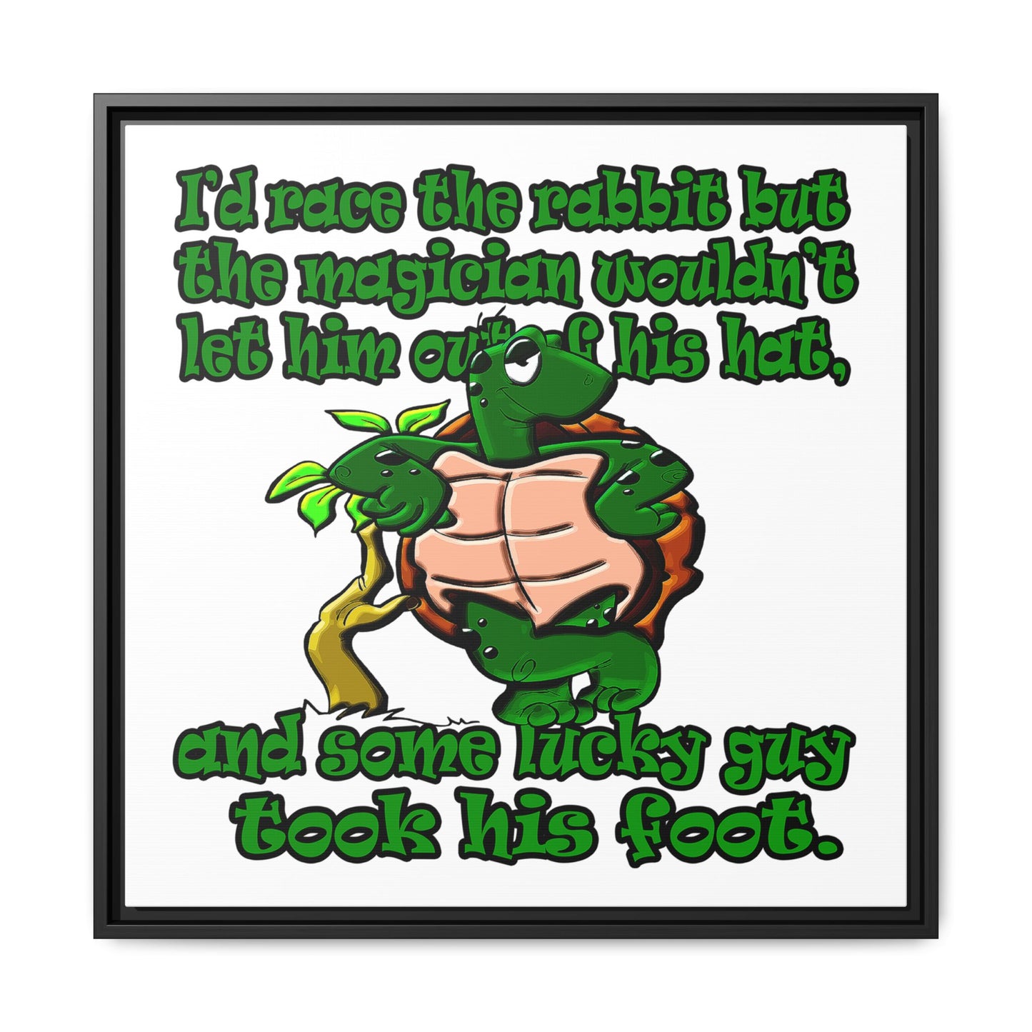 turtle race - framed canvas art (white)