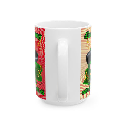 disc jockey - White Mug (yellow-orange wave)