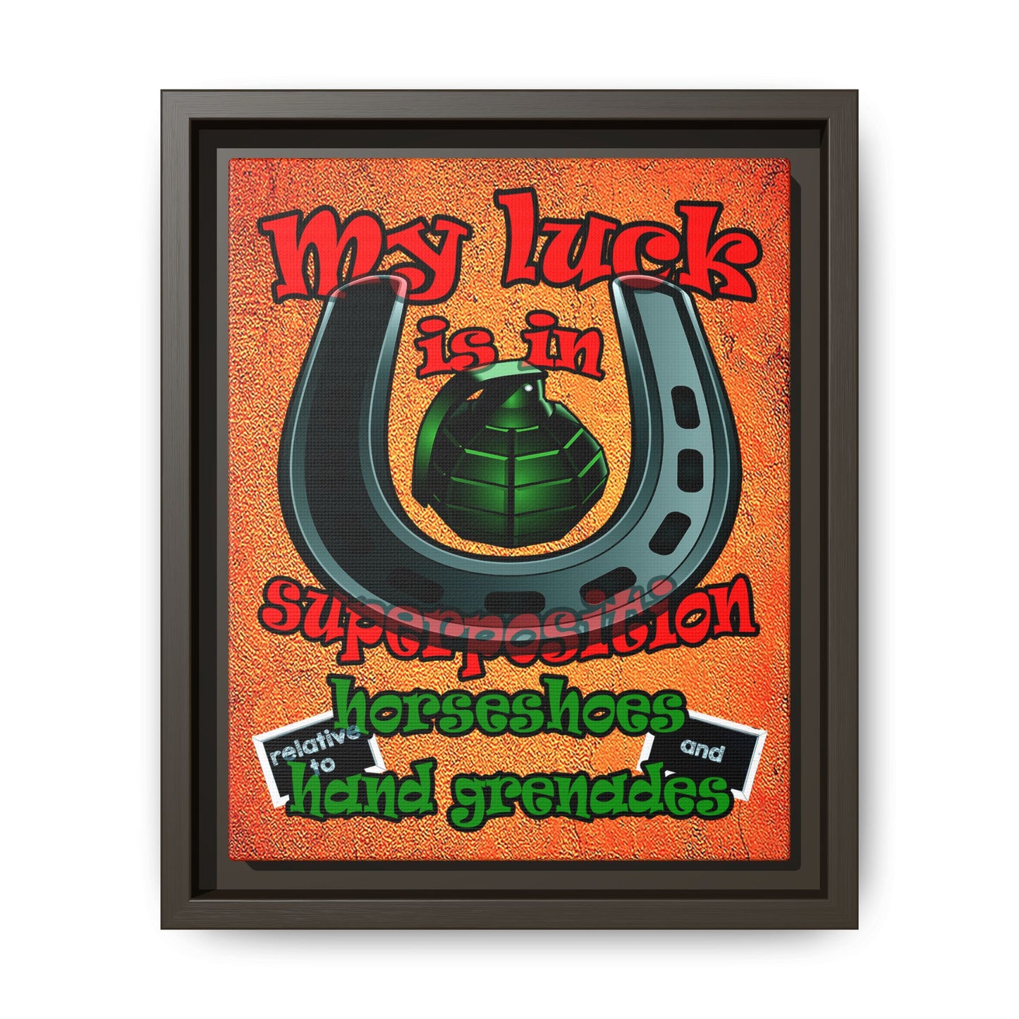 my luck - framed canvas art (burnt orange)