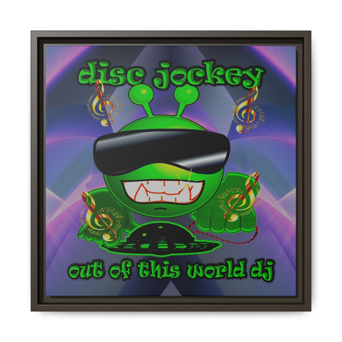 disc jockey - framed canvas art (grey-pink wave)