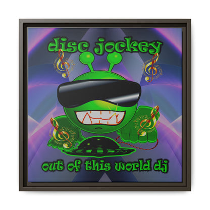 disc jockey - framed canvas art (grey-pink wave)