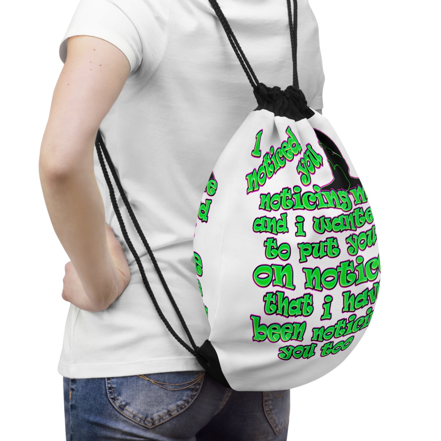 noticed you noticing - Drawstring Bag (white)