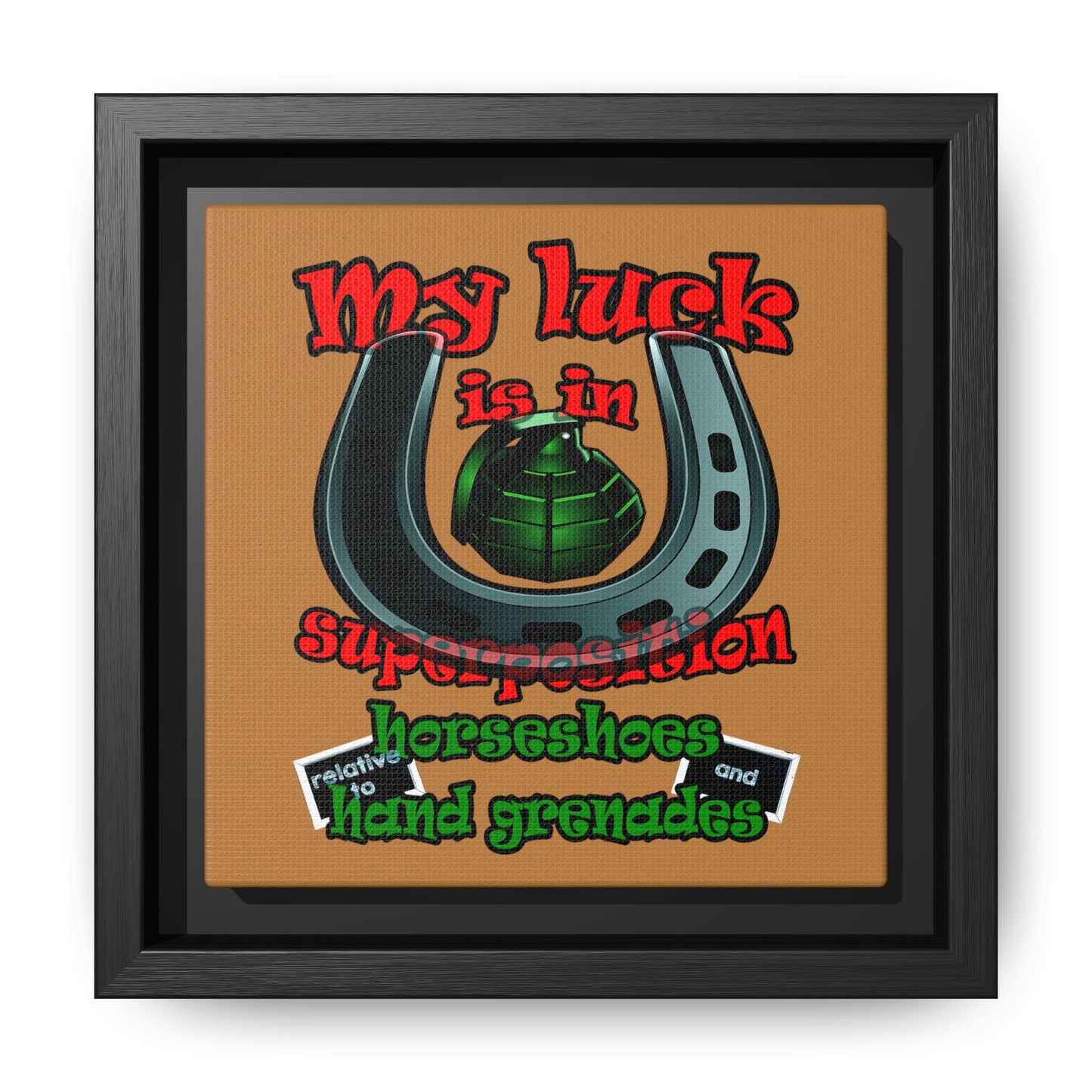 my luck - framed canvas art (light brown)