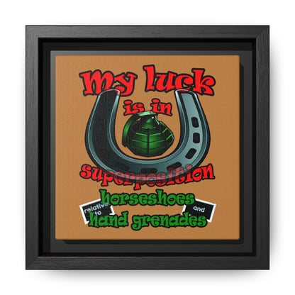 my luck - framed canvas art (light brown)