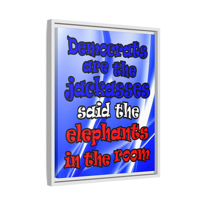 donkeys and elephants - framed canvas art (blue-white wave)