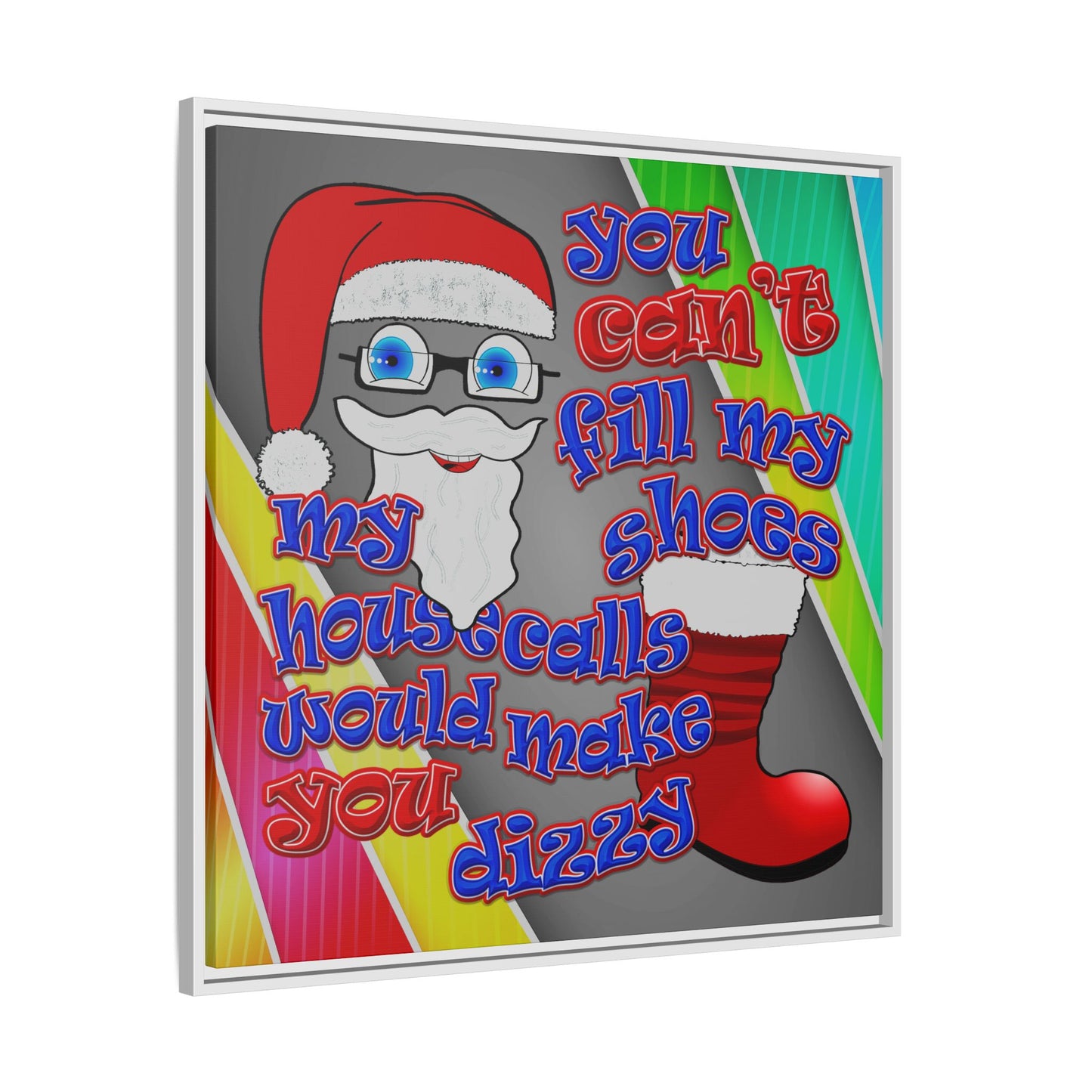 santa's shoes - framed canvas art (rainbow split)