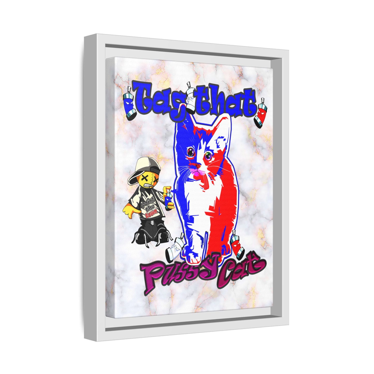 tag that - framed canvas art (white marble)