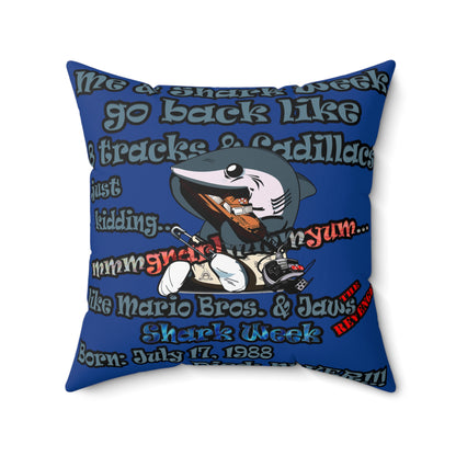 shark week - Spun Polyester Square Pillow - (dark blue)
