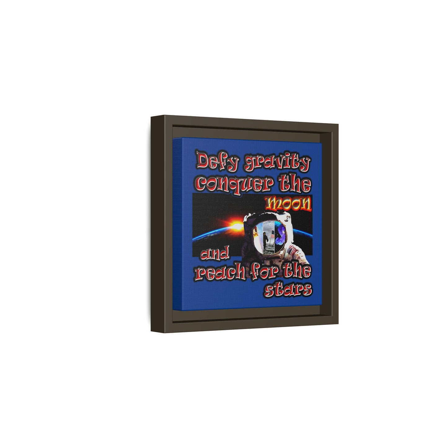 defy conquer reach - framed canvas art (dark blue)
