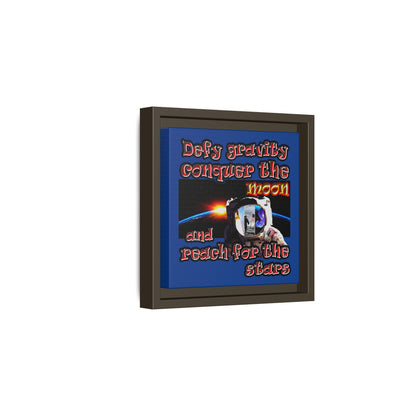 defy conquer reach - framed canvas art (dark blue)