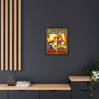 love peace - framed canvas art (brown papyrus)