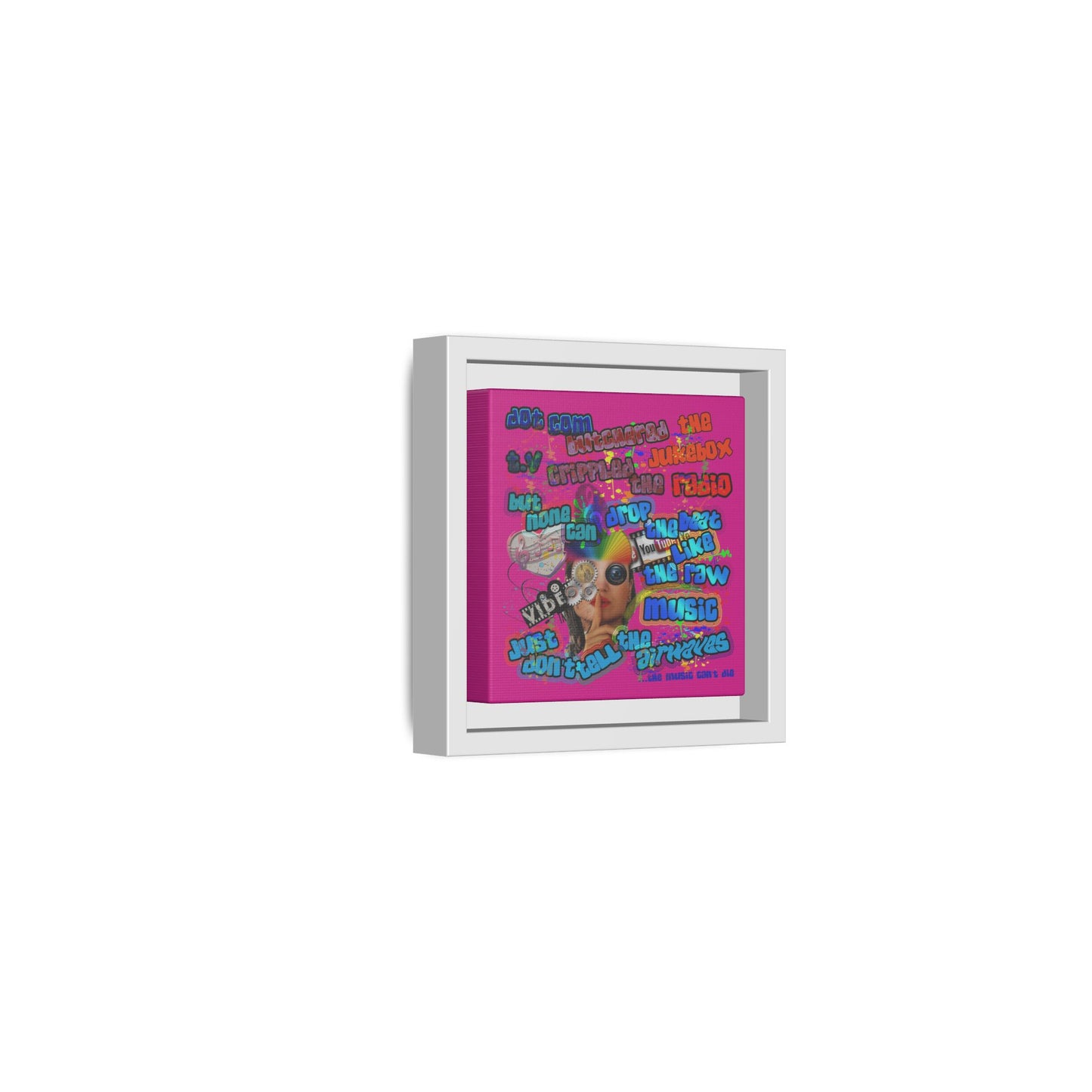drop the beat - framed canvas art (pink)