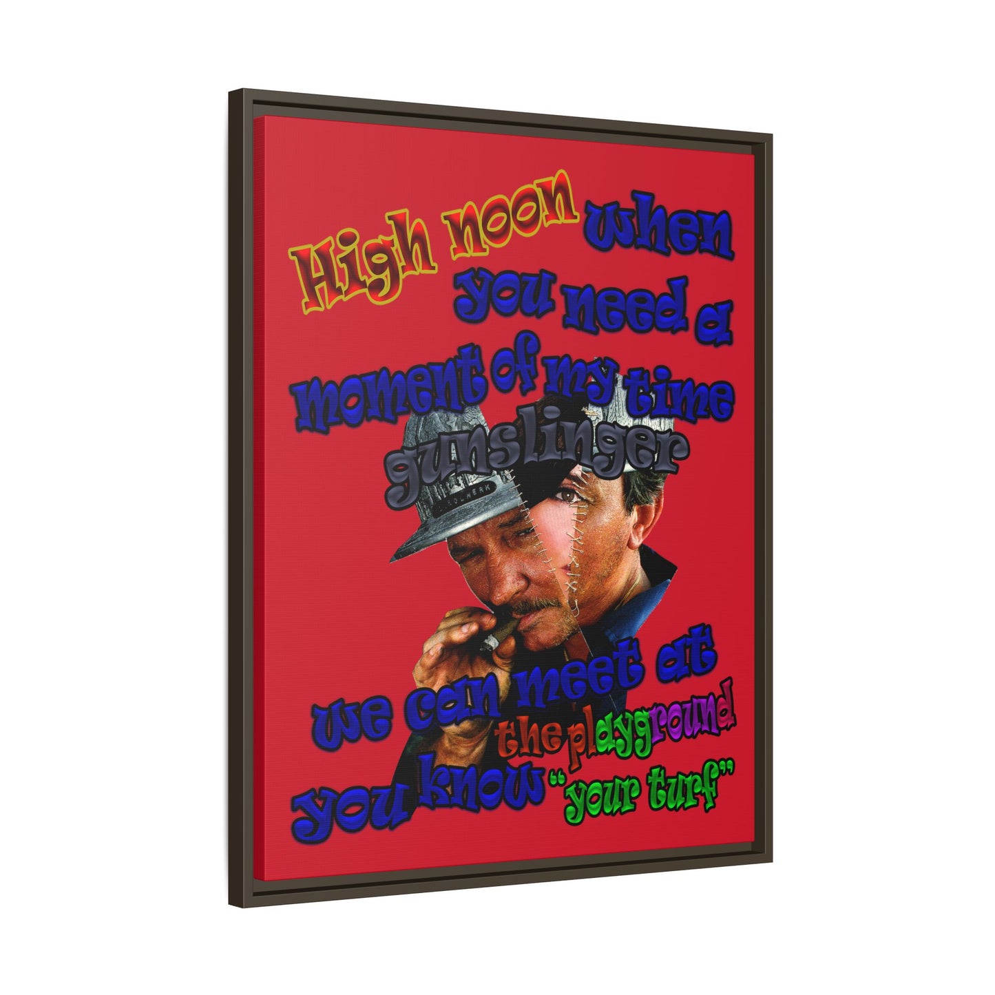 high noon - framed canvas art (dark red)