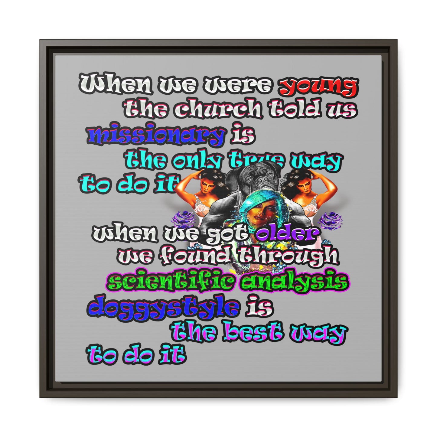 doggystyle - framed canvas art (light grey)