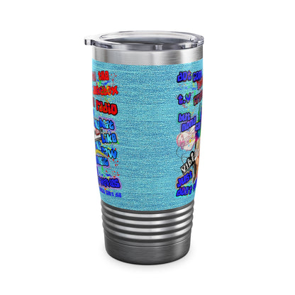 drop the beat - Ringneck Tumbler, 20oz  (faded blue)