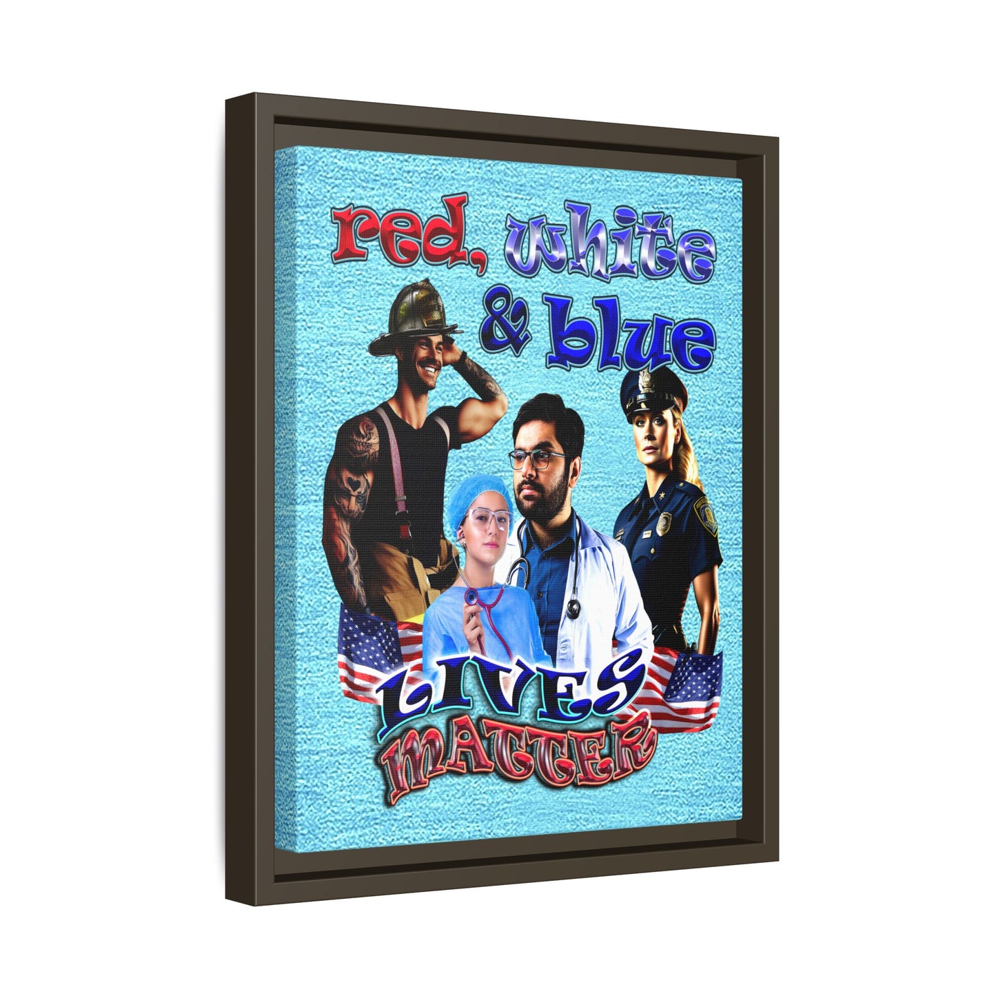rw&b lives matter - framed canvas art (faded blue)