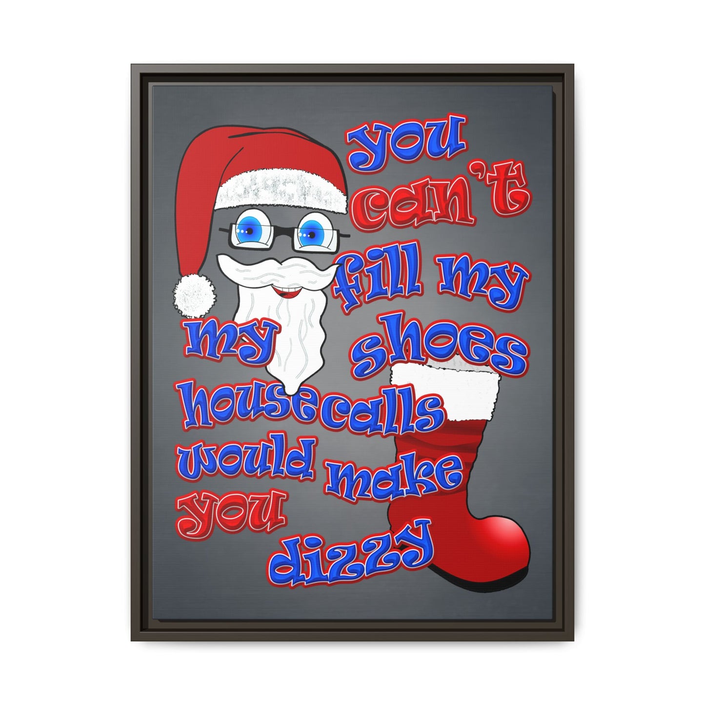 santa's shoes - framed canvas art (grey-light grey)