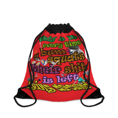 the bum's shit - Drawstring Bag (red)