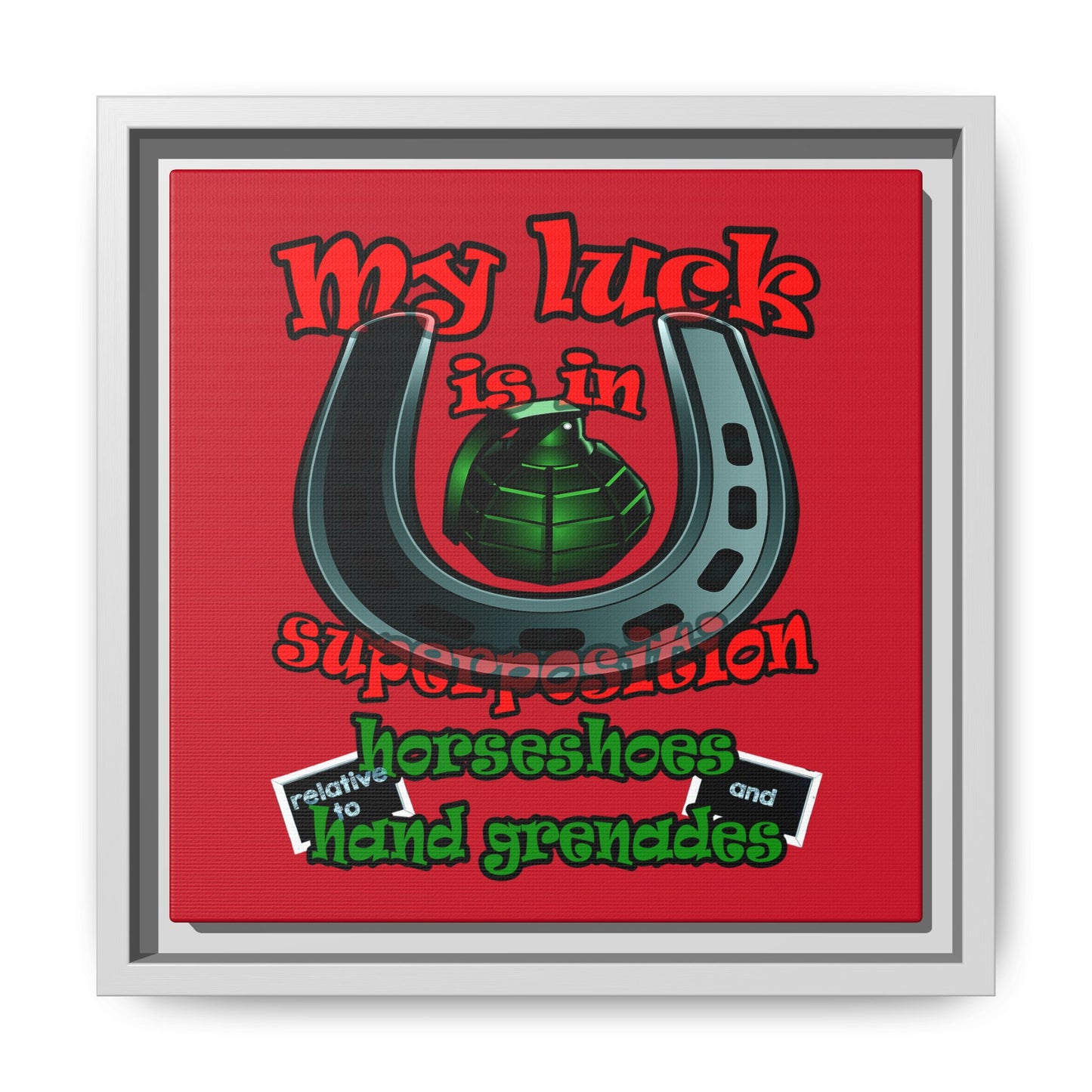 my luck - framed canvas art (dark red)