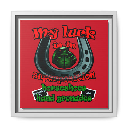 my luck - framed canvas art (dark red)
