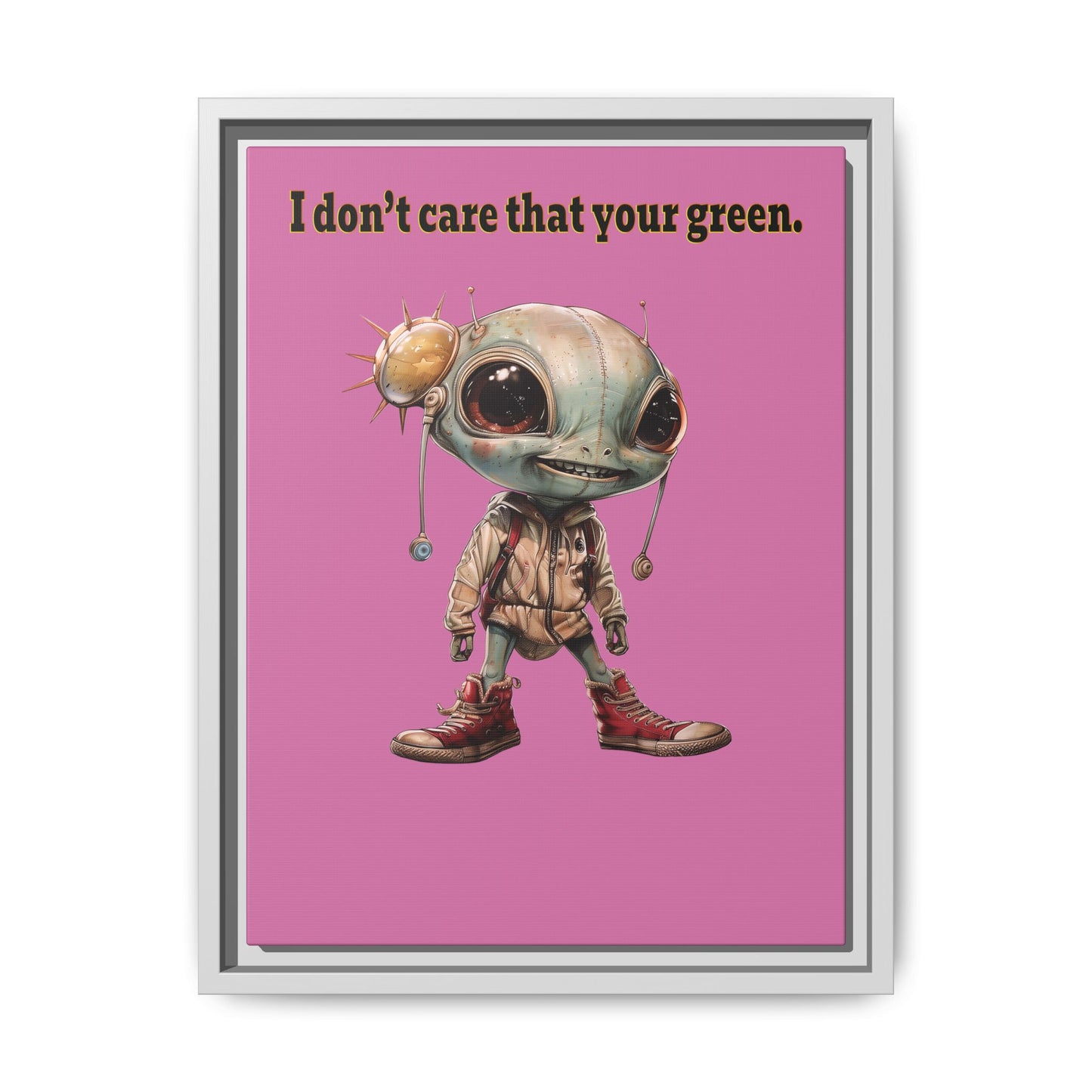 I don't care that your green - framed canvas art (light pink)