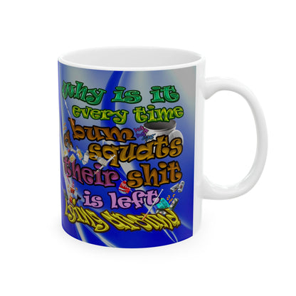 the bum's shit - White Mug (blue-white wave)