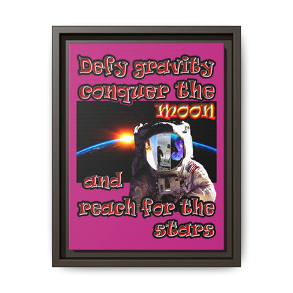 defy conquer reach - framed canvas art (pink)