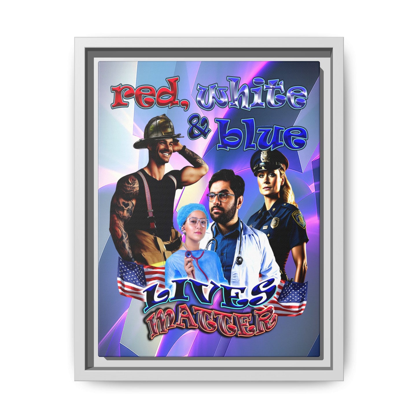 rw&b lives matter - framed canvas art (grey-pink wave)