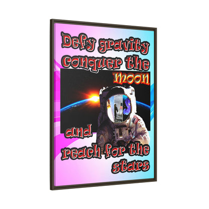 defy conquer reach - framed canvas art (light blue-pink wave)