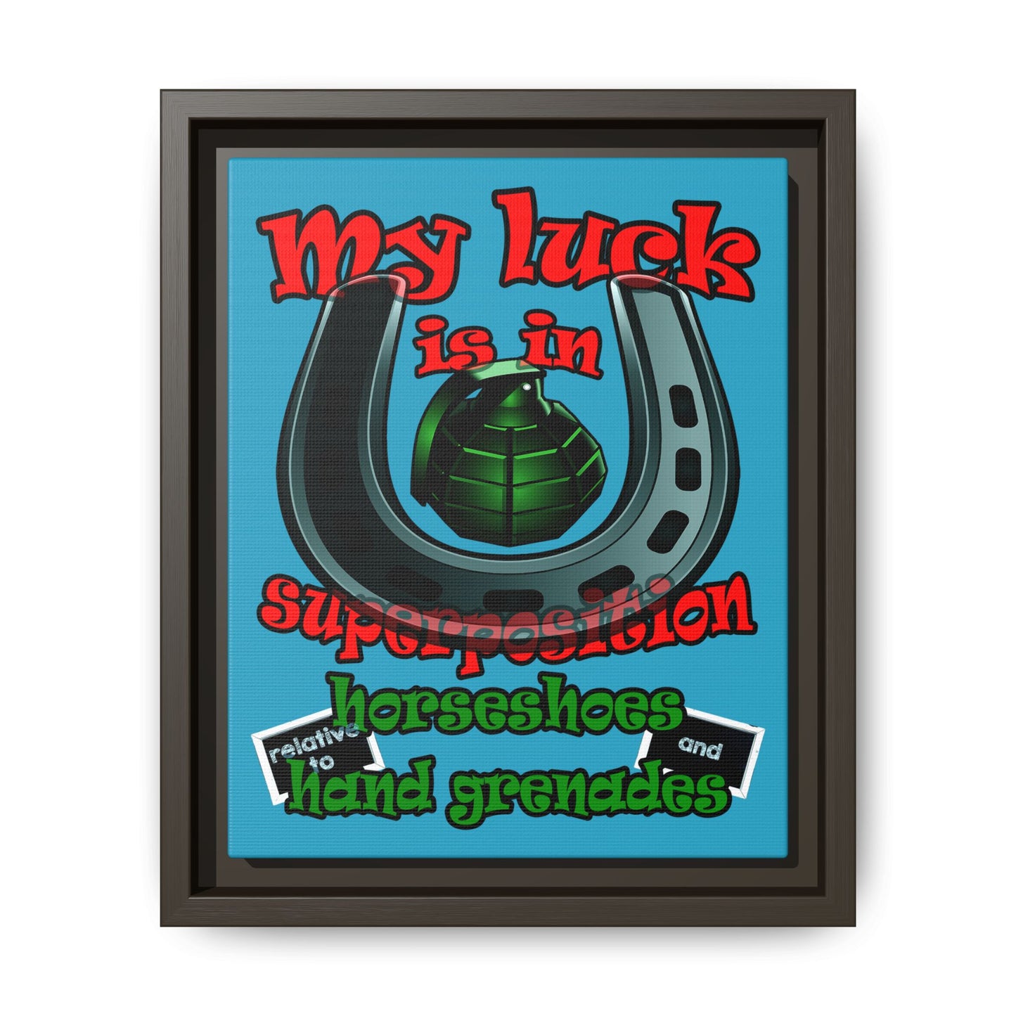 my luck - framed canvas art (turquoise)