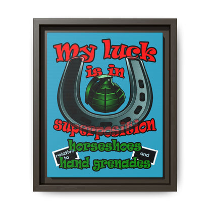 my luck - framed canvas art (turquoise)