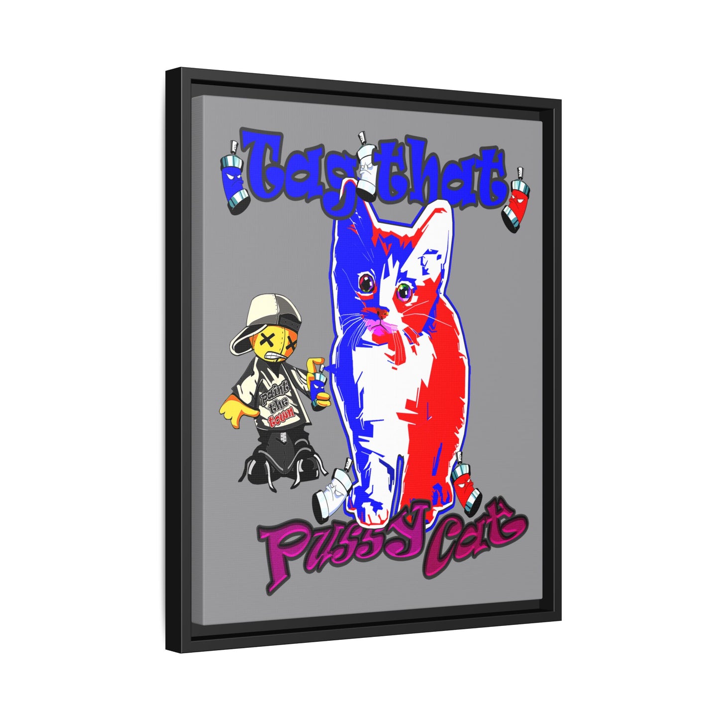 tag that - framed canvas art (grey)