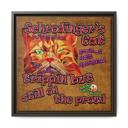 schrodinger's cat - framed canvas art (brown papyrus)