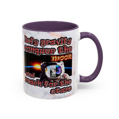 defy conquer reach - Accent Mug (white marble)
