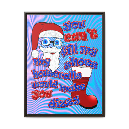 santa's shoes - framed canvas art (light blue-purple wave)