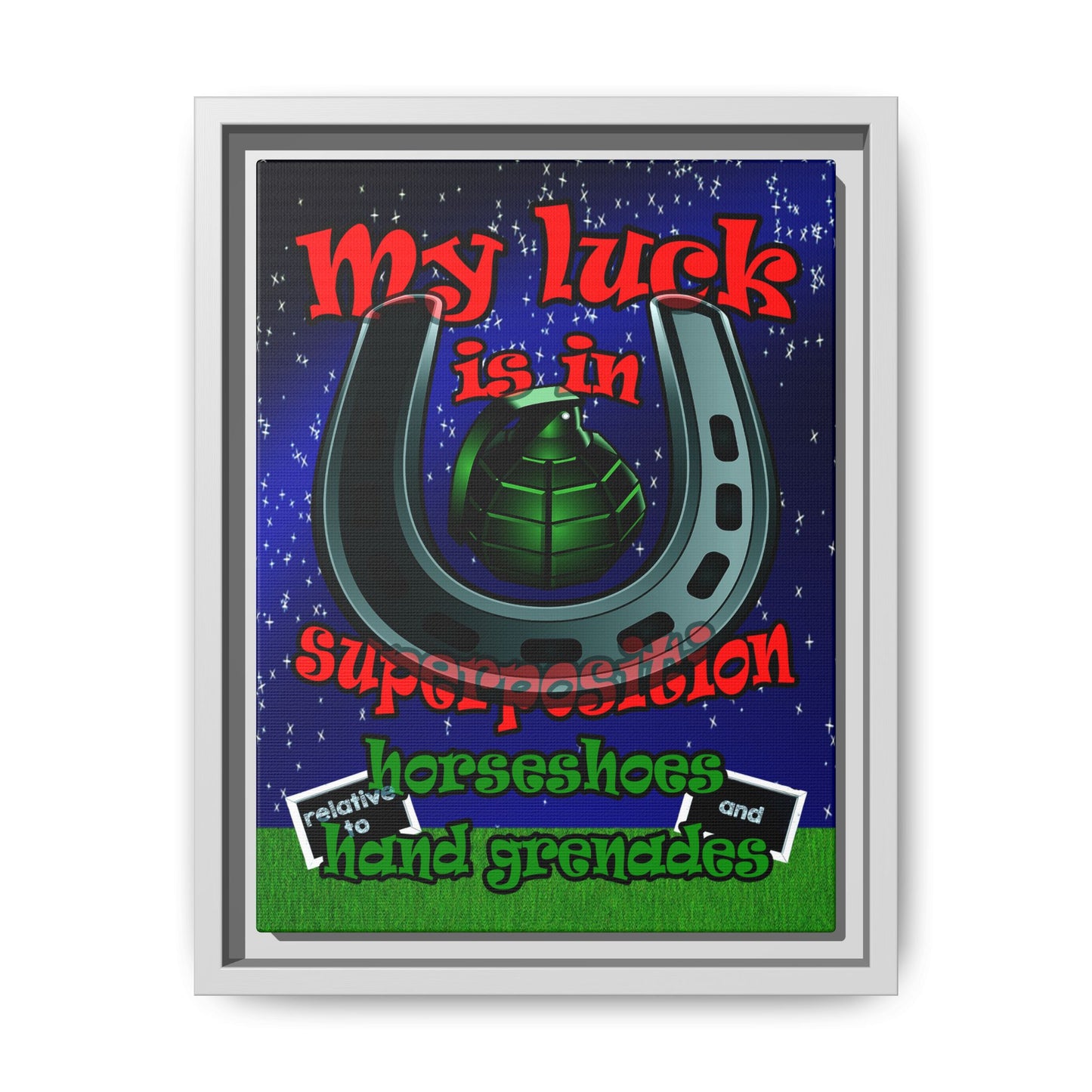 my luck - framed canvas art ('snoops' background)