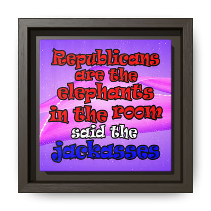 donkeys and elephants - framed canvas art (purple-pink wave)
