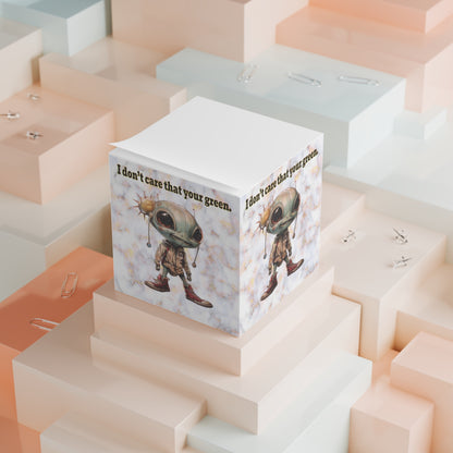 I don't care that your green - note cube (white marble)