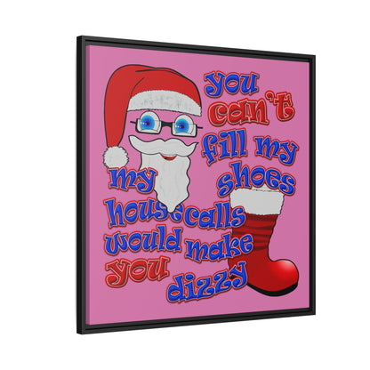 santa's shoes - framed canvas art (light pink)