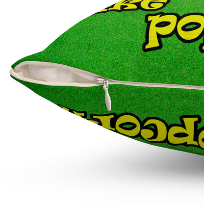 popping like popcorn - Spun Polyester Square Pillow - (green turf)