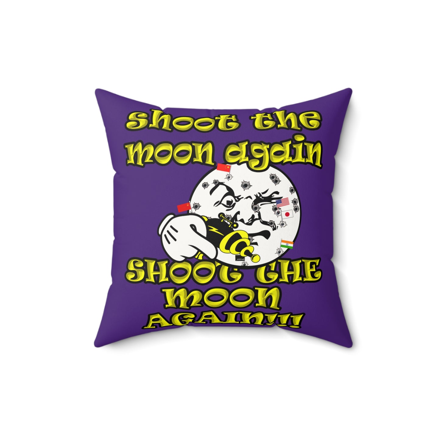 shoot the moon again - Faux Suede Square Pillow - (purple)