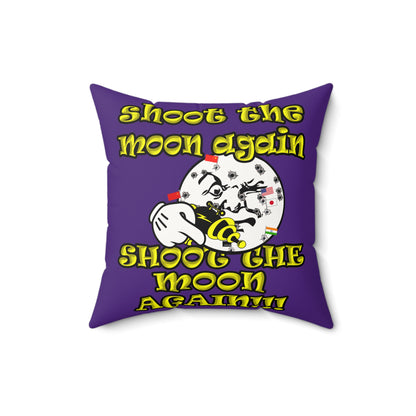 shoot the moon again - Faux Suede Square Pillow - (purple)
