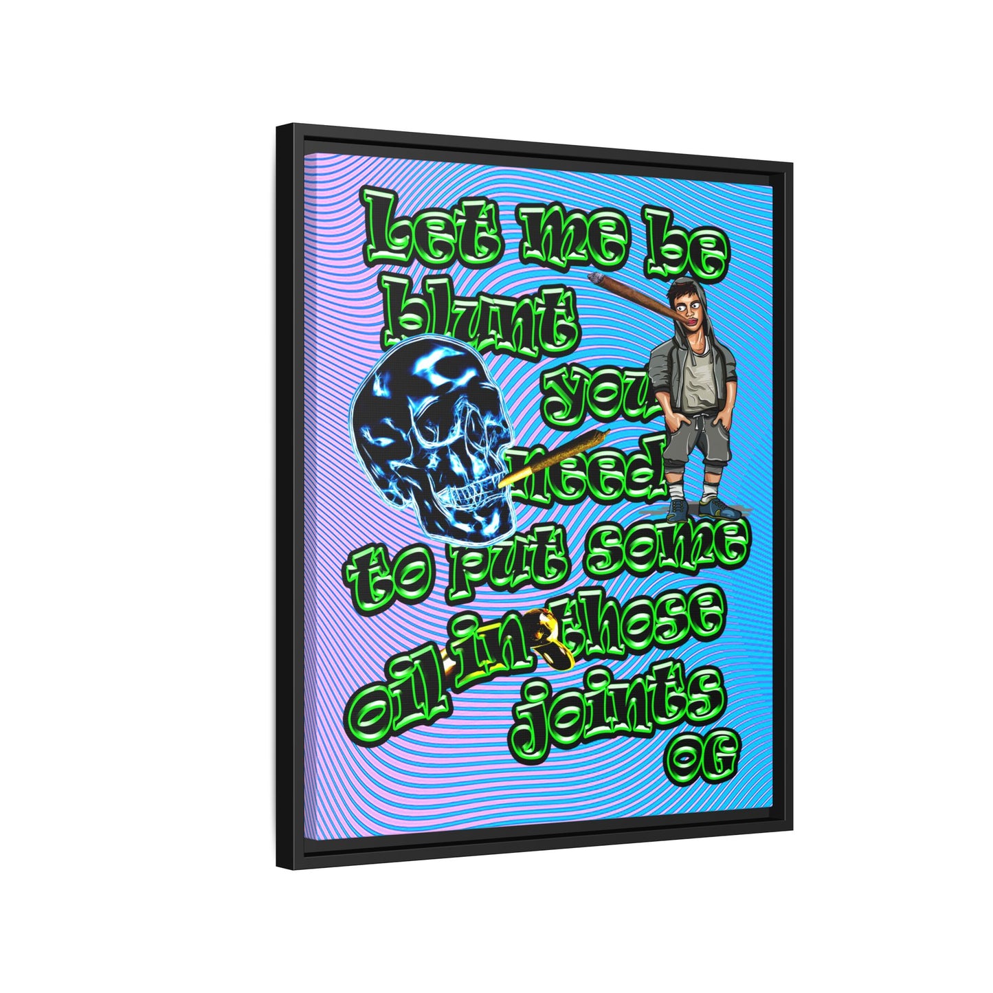og - framed canvas art (light blue-purple wave)