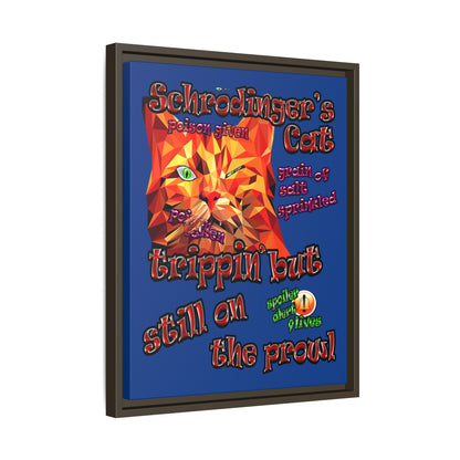 schrodinger's cat - framed canvas art (dark blue)