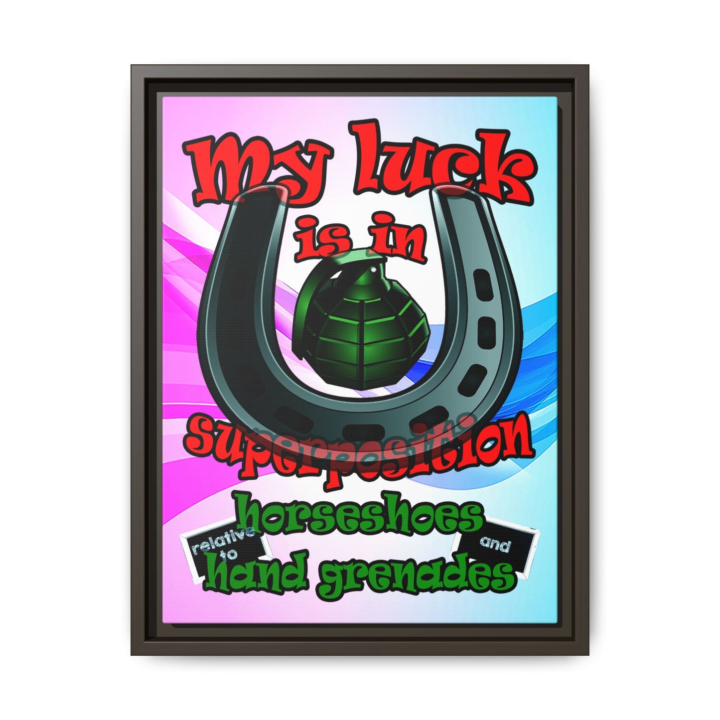 my luck - framed canvas art (light blue-pink wave)