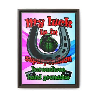 my luck - framed canvas art (light blue-pink wave)