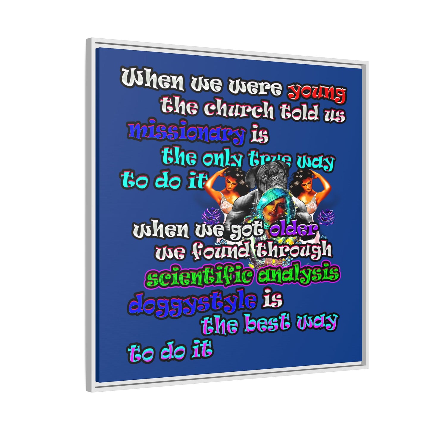 doggystyle - framed canvas art (dark blue)