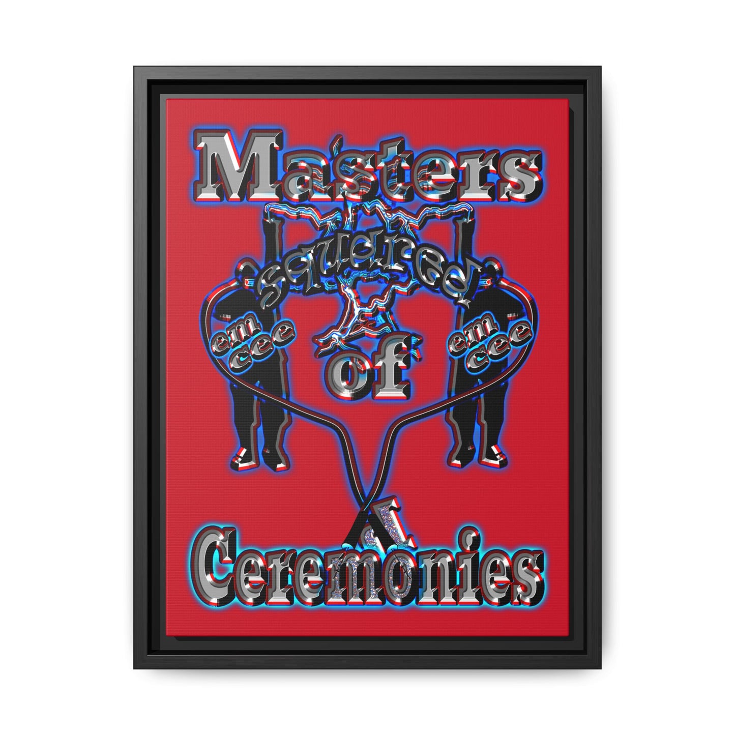 em cee squared - framed canvas art (dark red)