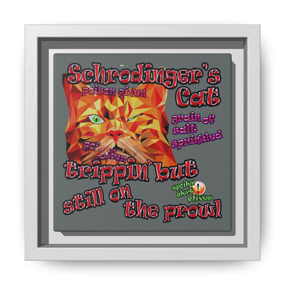 schrodinger's cat - framed canvas art (dark grey)